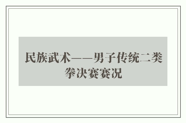 民族武术——男子传统二类拳决赛赛况