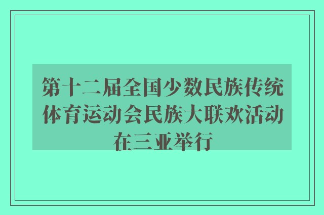 第十二届全国少数民族传统体育运动会民族大联欢活动在三亚举行