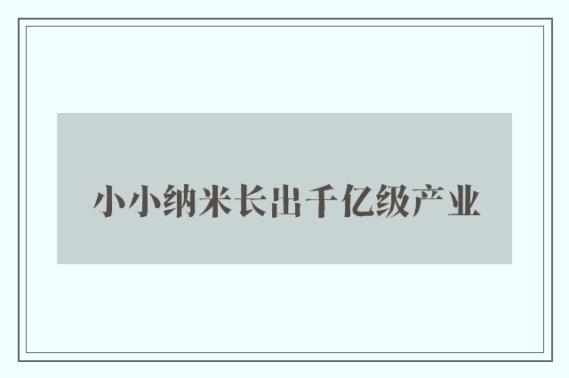 小小纳米长出千亿级产业